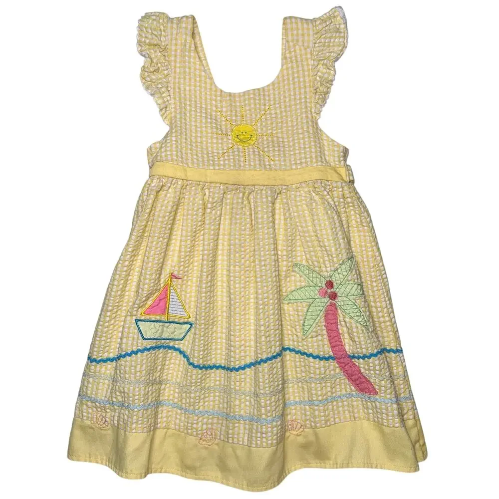 B.T. Kids Dress 3T yellow beach gingham vintage y2k